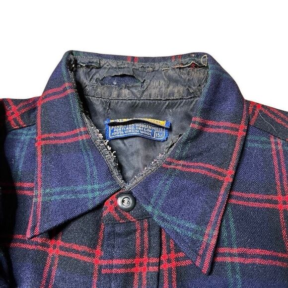 Vintage 80s Pendleton Virgin Wool Plaid Shirt 15.5 Medium - Picture 5 of 7